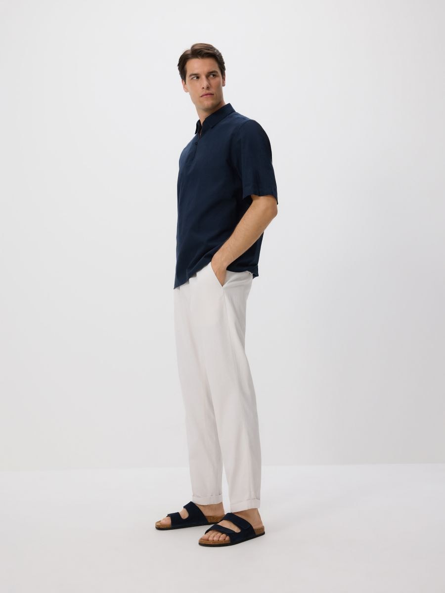 Chino slim trousers with linen blend - white - RESERVED - 2