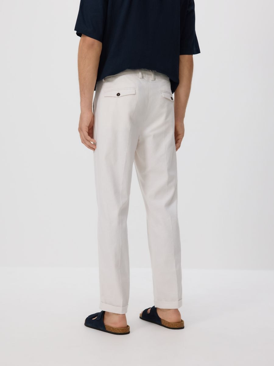 Chino slim trousers with linen blend - white - RESERVED - 3