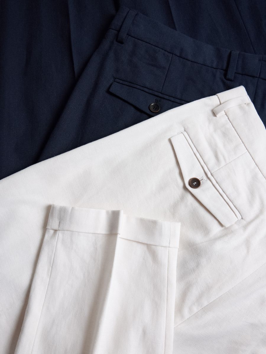 Chino slim trousers with linen blend - white - RESERVED - 5