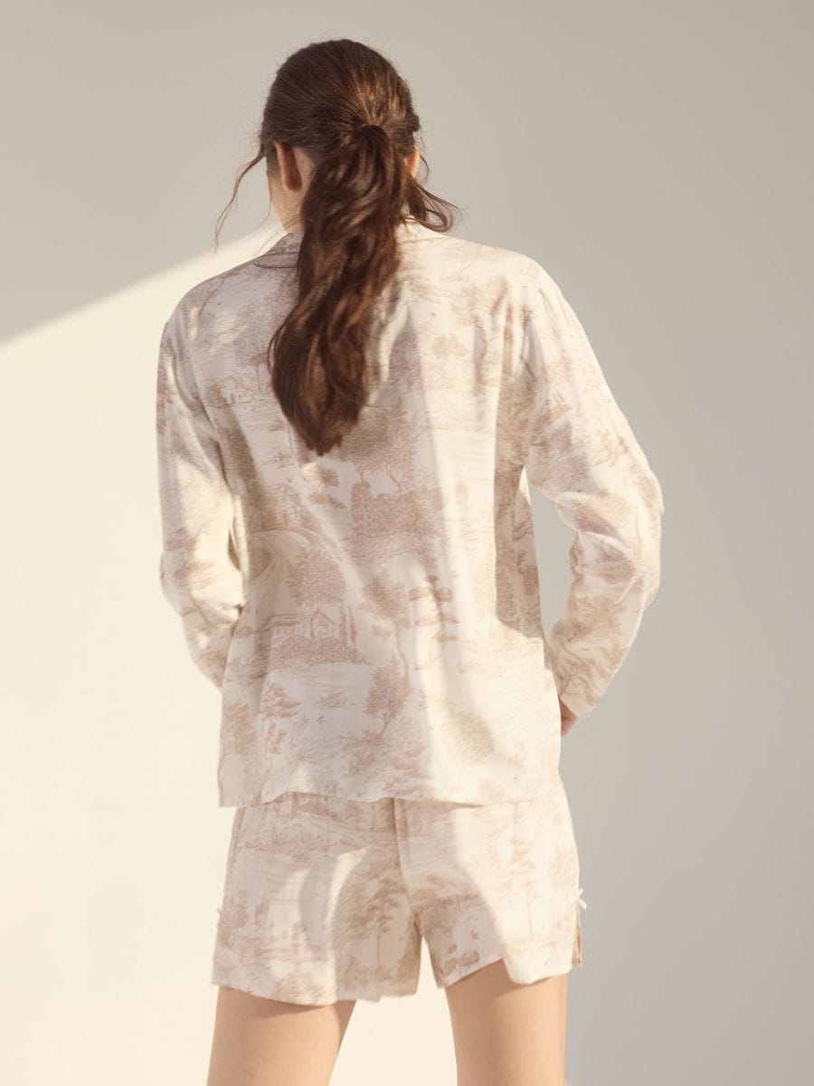 Zweiteiliges Pyjama-Set mit Muster - beige - RESERVED - 2