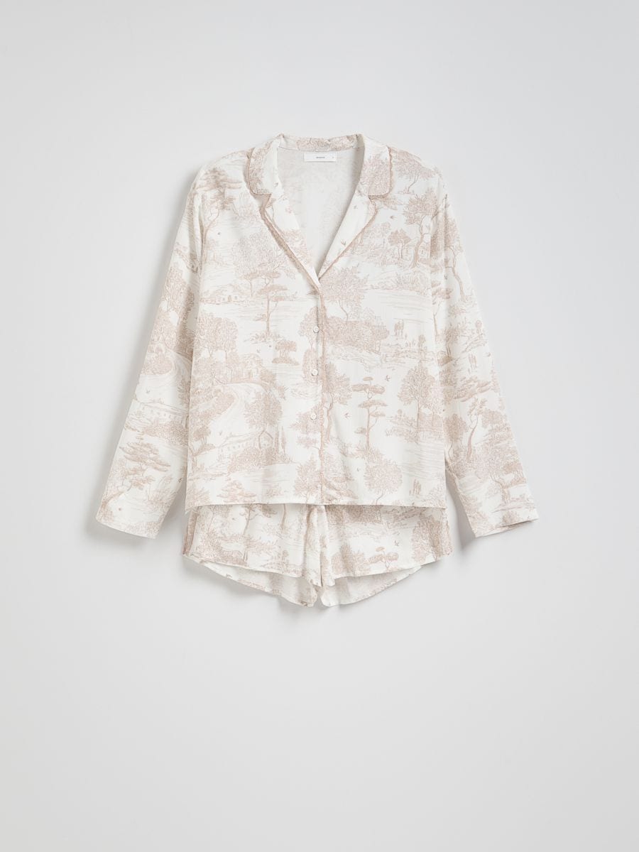 Zweiteiliges Pyjama-Set mit Muster - beige - RESERVED - 3