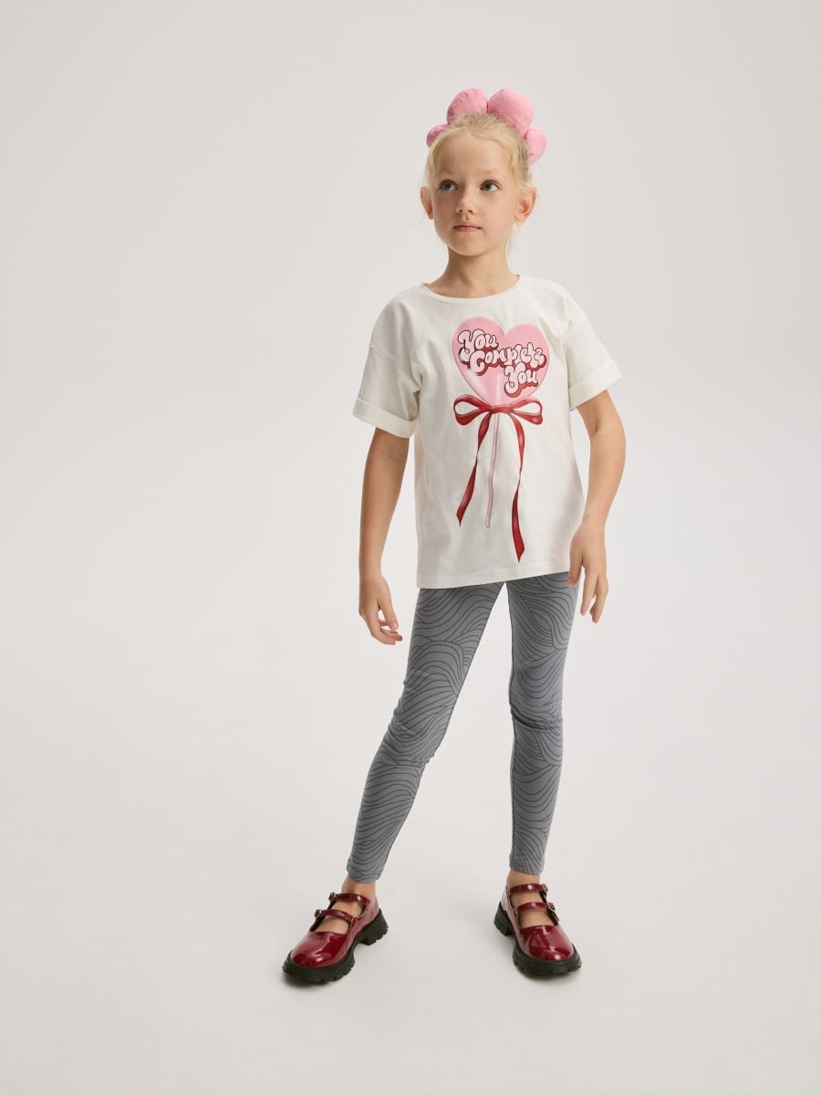 Patterned leggings with bow - dark grey - RESERVED - 2