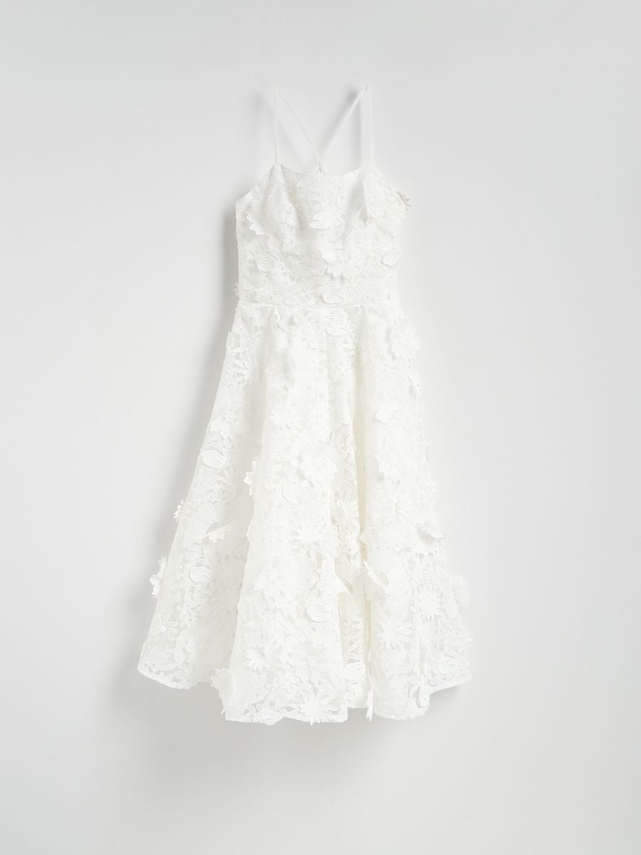 Floral applique dress - white - RESERVED