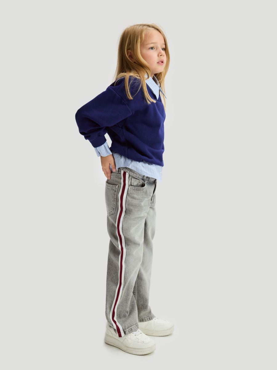 Τζιν ίσιας γραμμής με ρίγες στα πλάγια - ανοιχτό γκρι - RESERVED