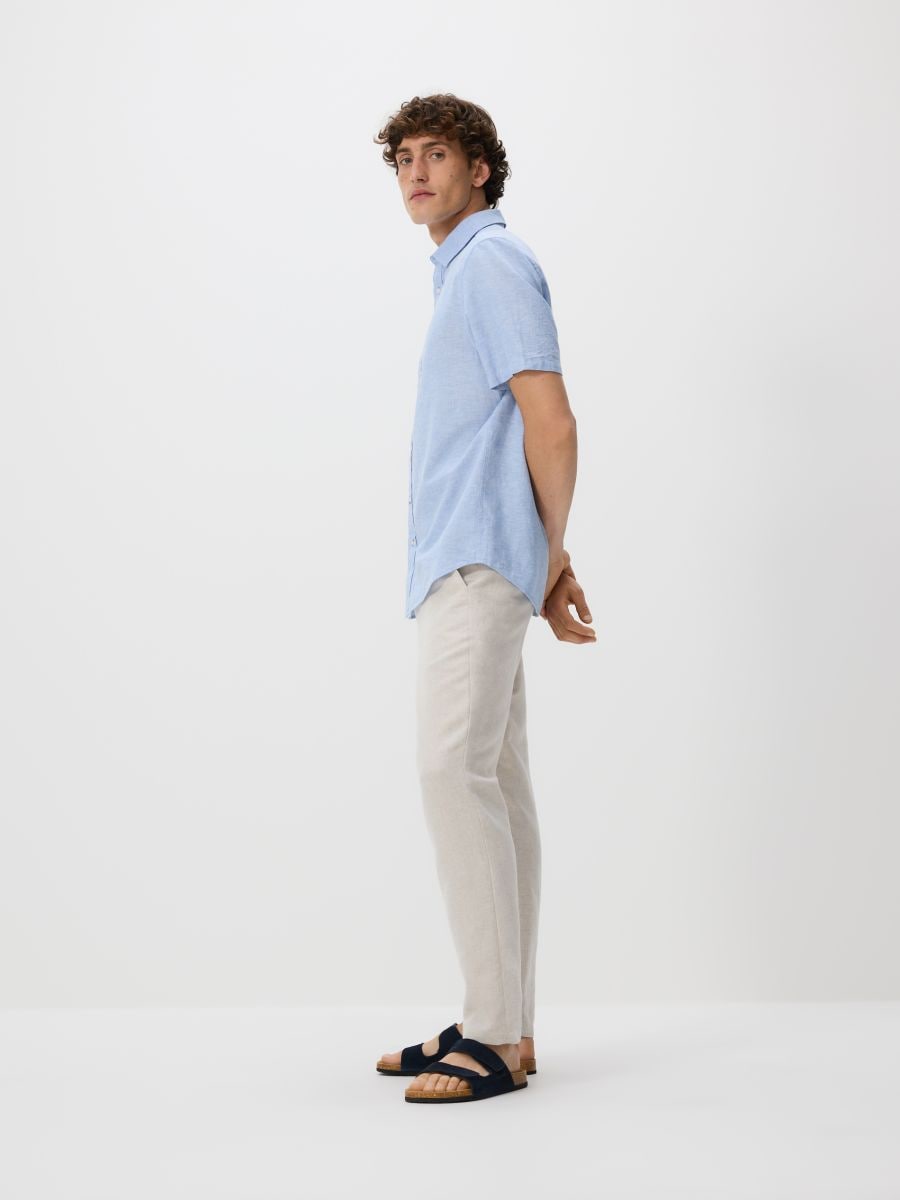 Chino regular trousers with linen blend - beige - RESERVED - 3