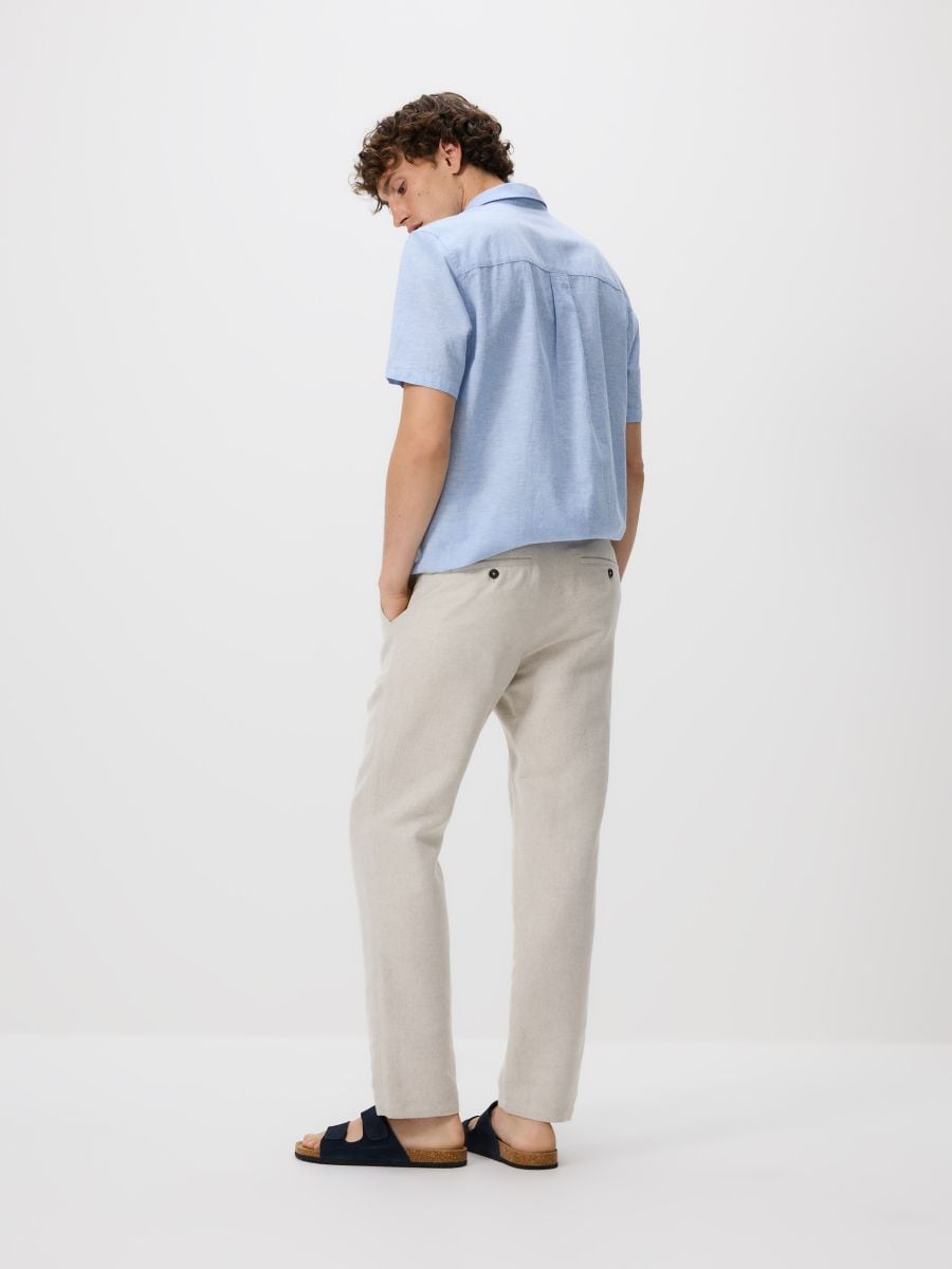 Chino regular trousers with linen blend - beige - RESERVED - 2