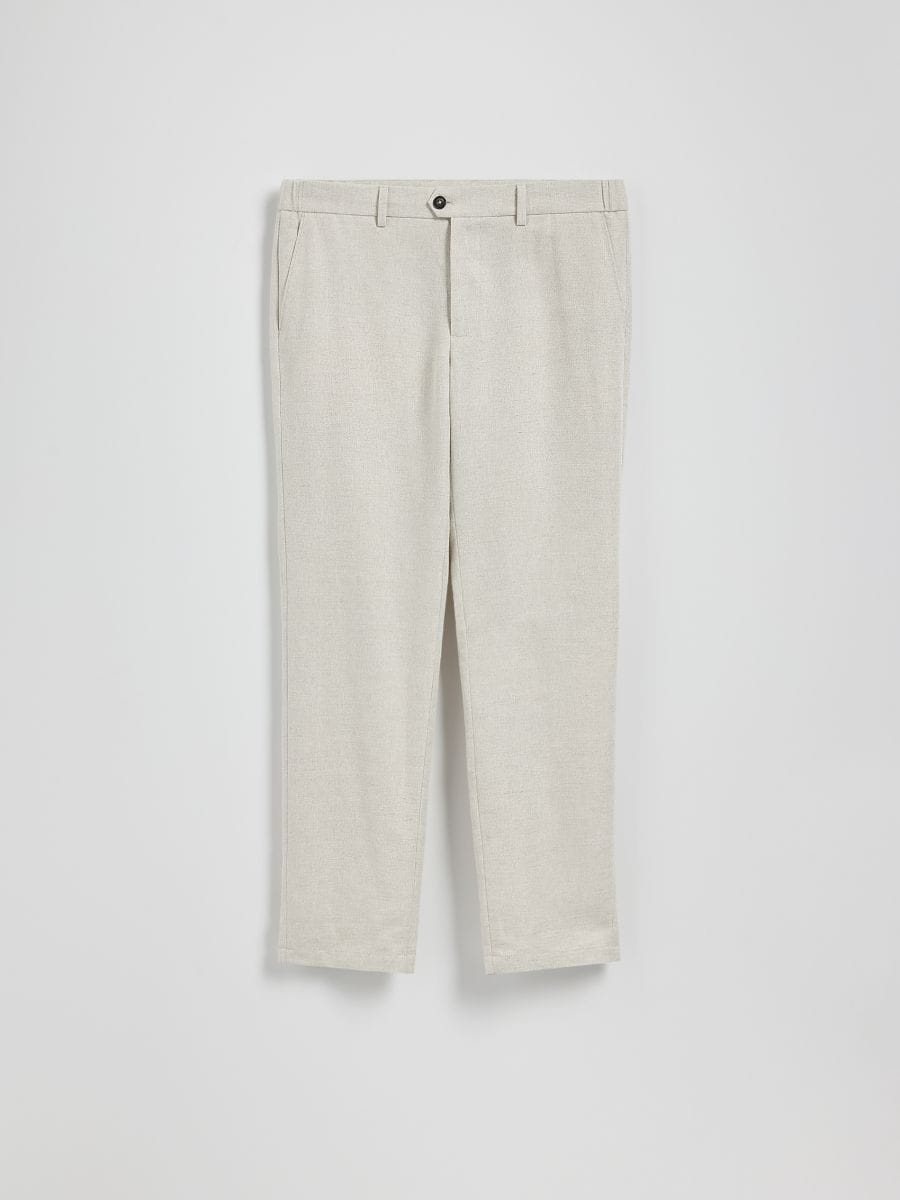 Chino regular trousers with linen blend - beige - RESERVED - 5