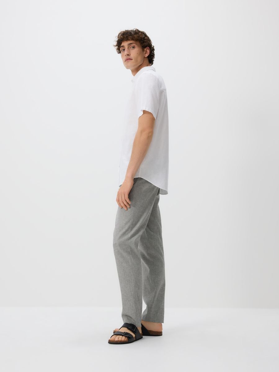 Chino regular trousers with linen blend - olive - RESERVED - 2