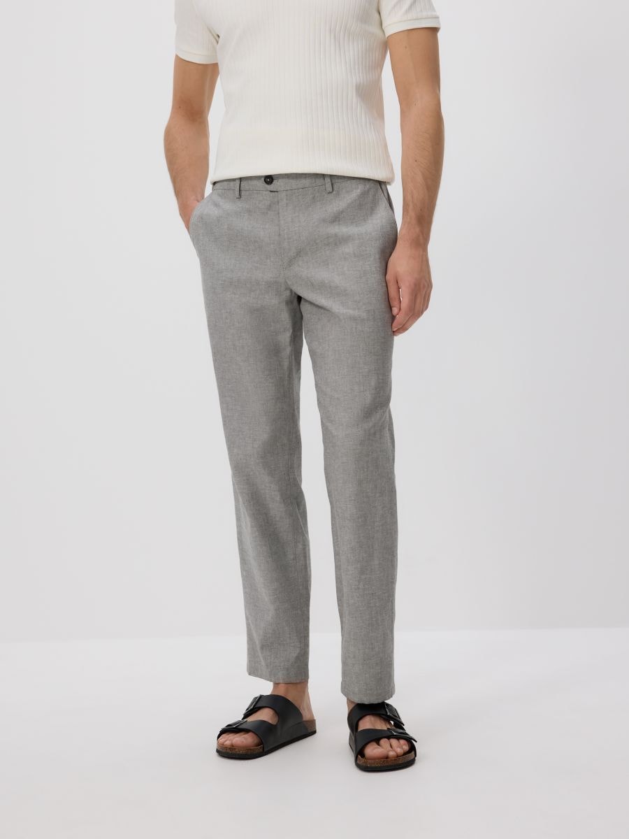Chino regular trousers with linen blend - olive - RESERVED - 2