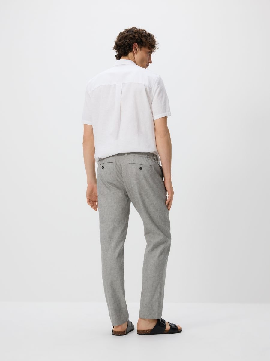 Chino regular trousers with linen blend - olive - RESERVED - 4