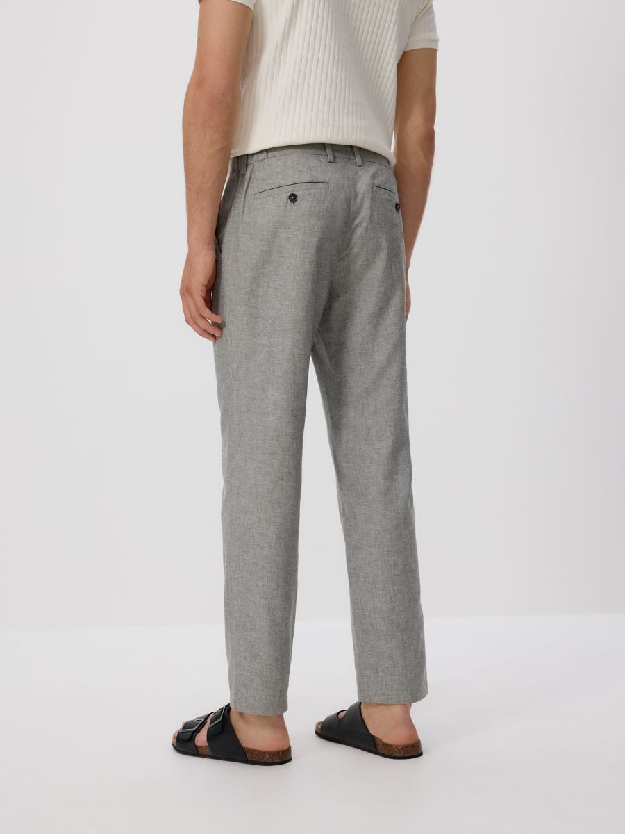 Chino regular trousers with linen blend - olive - RESERVED - 3