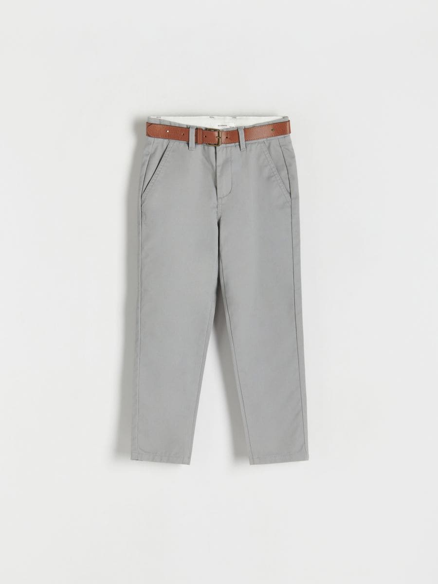 Chino trousers with belt - light grey - RESERVED