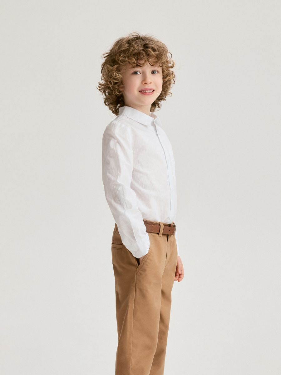 Chino trousers with belt - golden brown - RESERVED