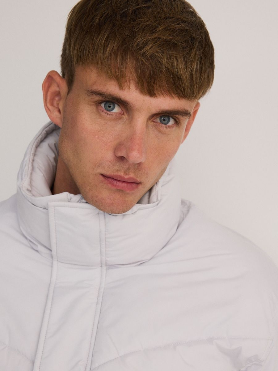 Quilted jacket with stand up collar - cream - RESERVED - 3