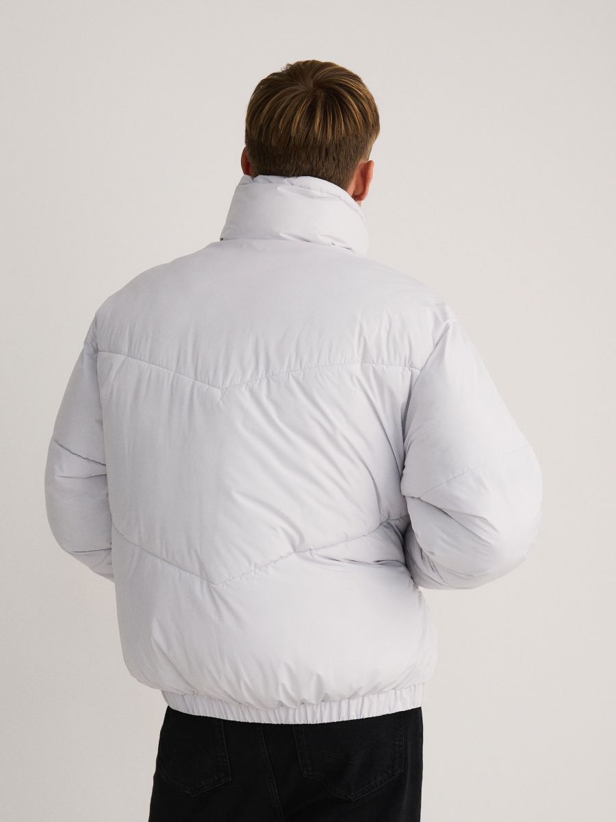 Quilted jacket with stand up collar - cream - RESERVED - 4