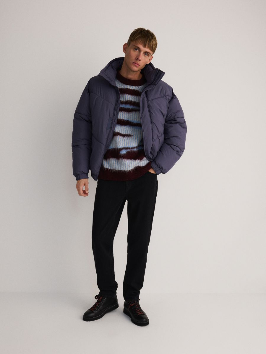 Quilted jacket with stand up collar - violet - RESERVED - 2