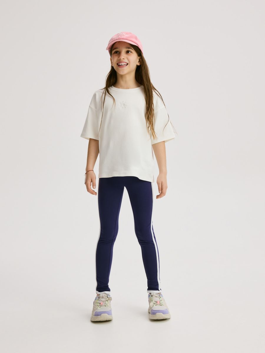 Leggings with side stripe - navy - RESERVED - 3