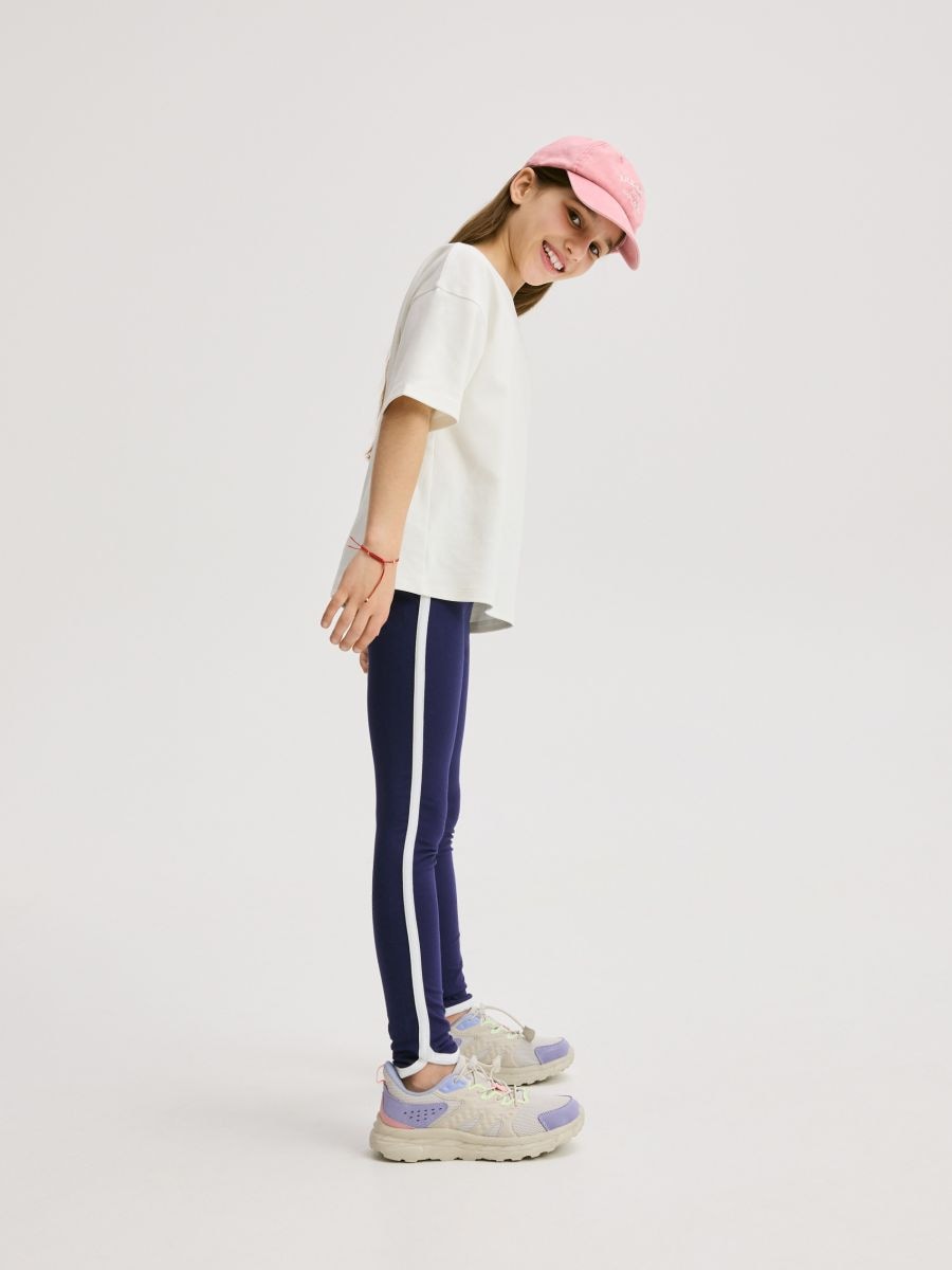 Leggings with side stripe - navy - RESERVED - 4