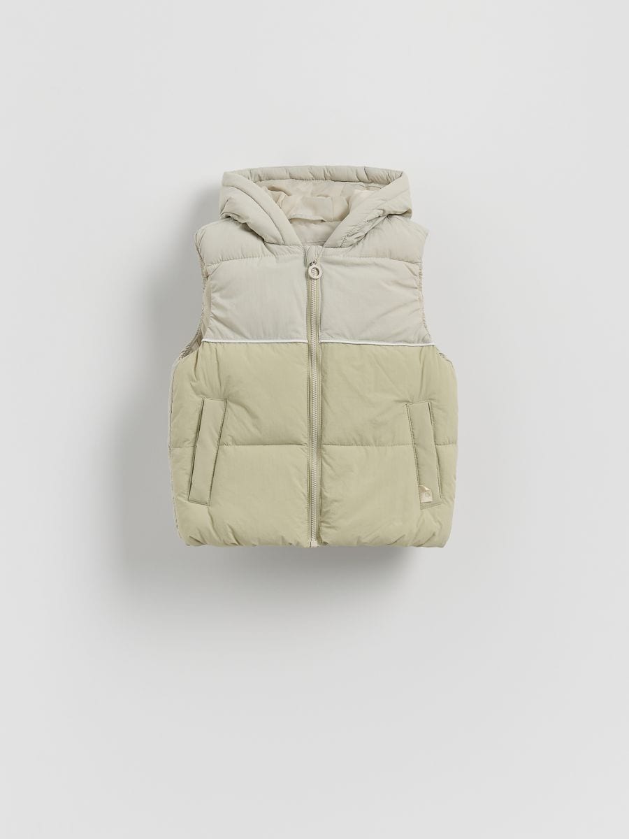 Quilted vest with hood - pale green - RESERVED