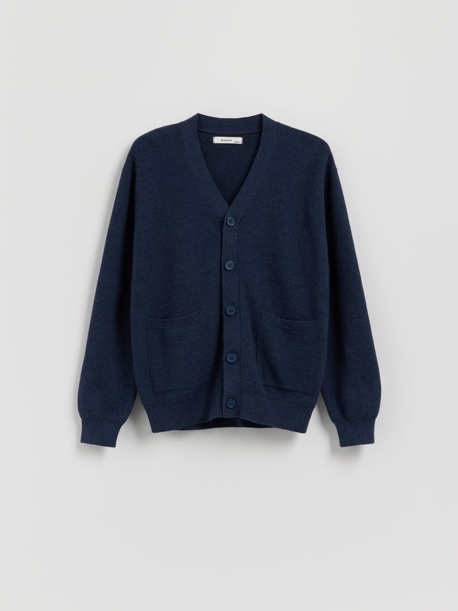 Structural fabric cardigan with pockets - navy - RESERVED