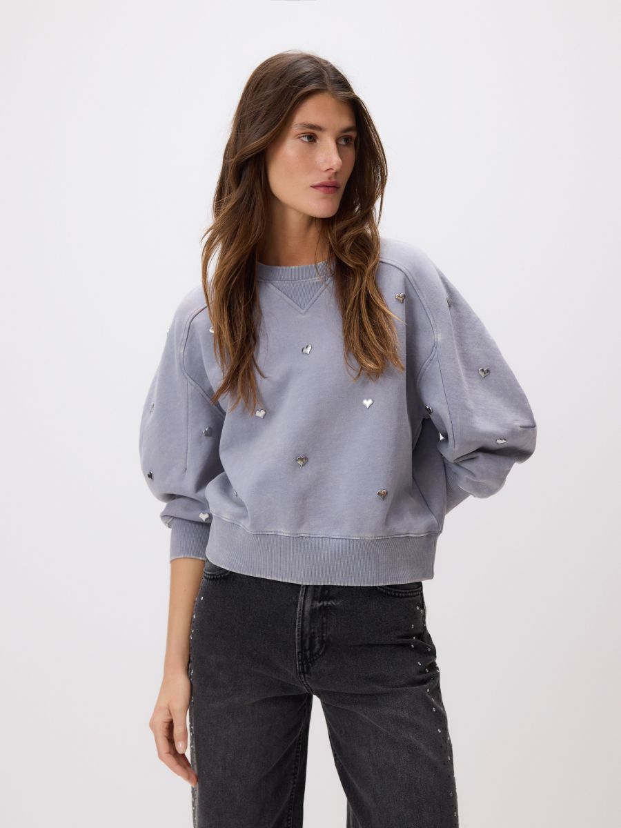 Sweatshirt mit Herzen - dunkelgrau - RESERVED