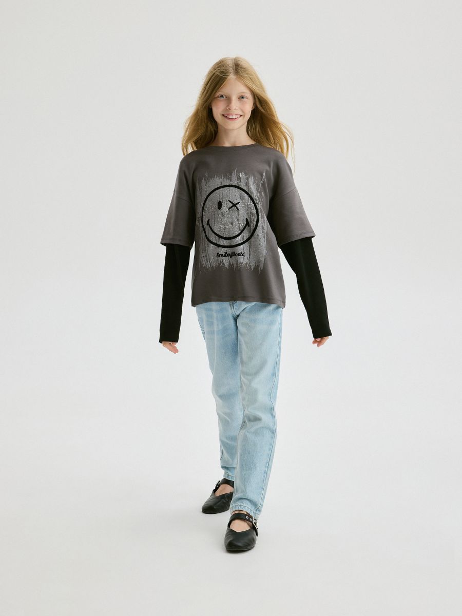 SmileyWorld® long sleeve T-shirt - dark grey - RESERVED