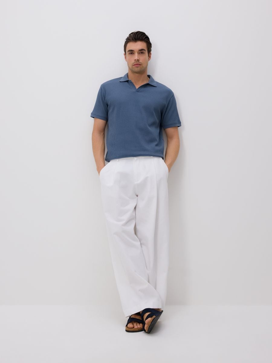 Loose trousers with linen blend - white - RESERVED