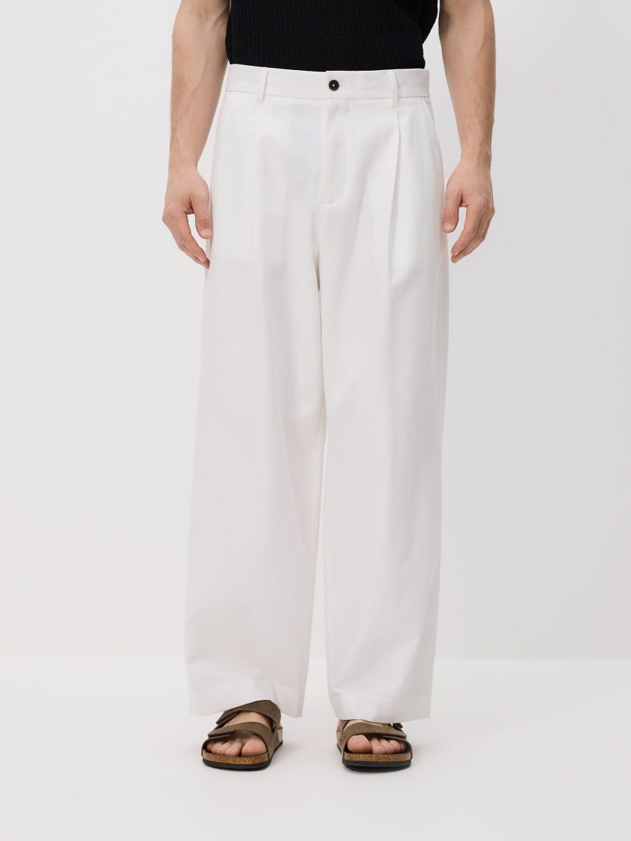 Loose trousers with linen blend - white - RESERVED - 3