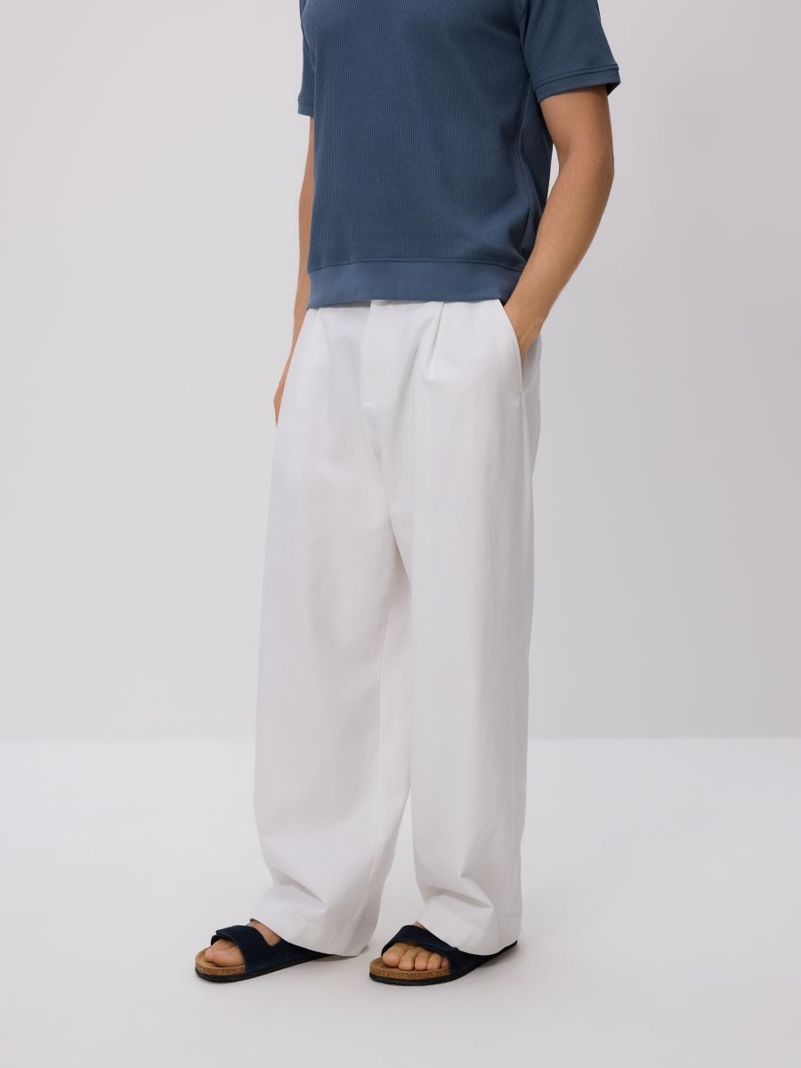 Loose trousers with linen blend - white - RESERVED - 2