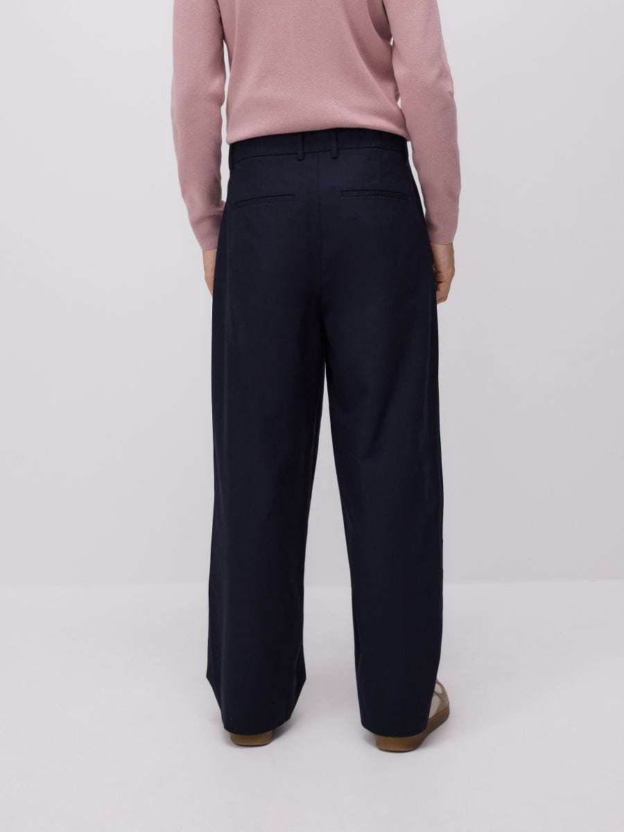 Loose trousers with linen blend - navy - RESERVED - 3