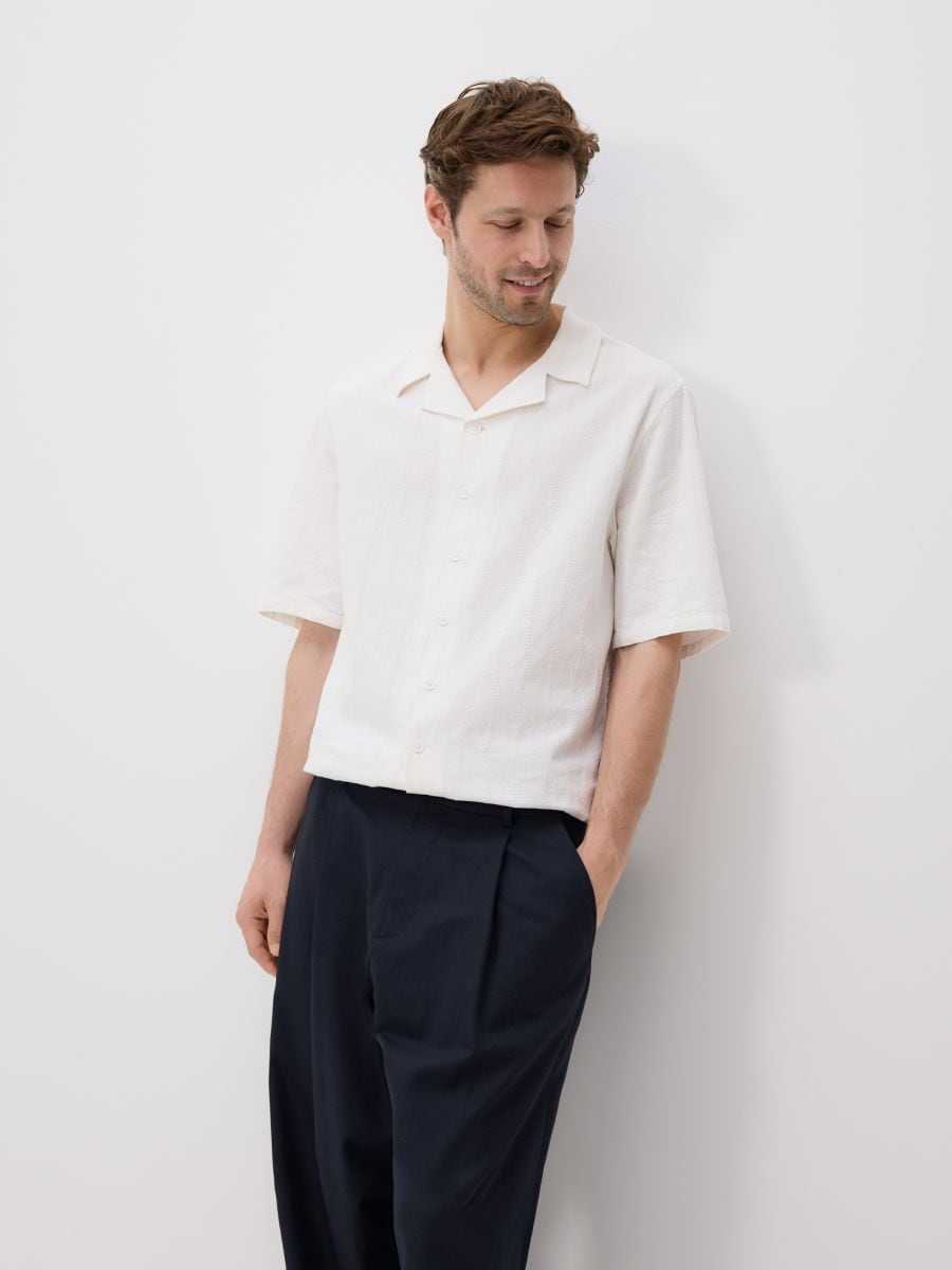 Loose trousers with linen blend - navy - RESERVED - 2