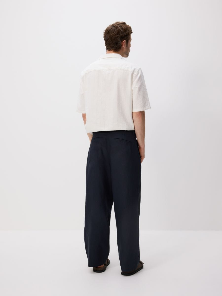 Loose trousers with linen blend - navy - RESERVED - 4