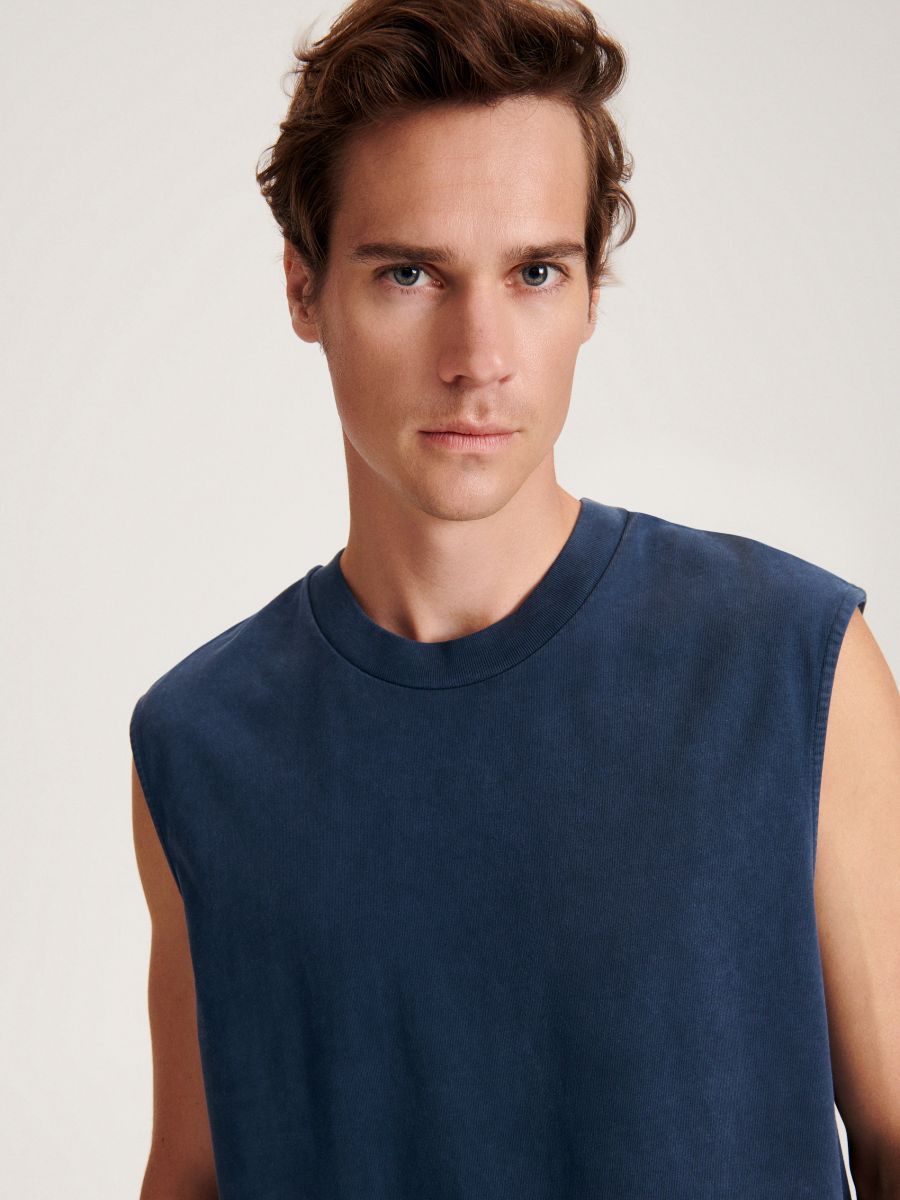 MEN`S T-SHIRT - темно сино - RESERVED