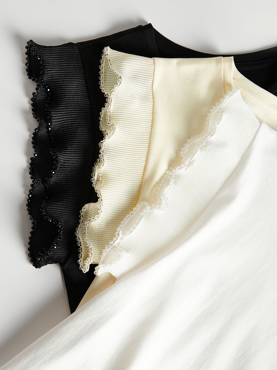 Blouse with decorative insert - nude - RESERVED - 5