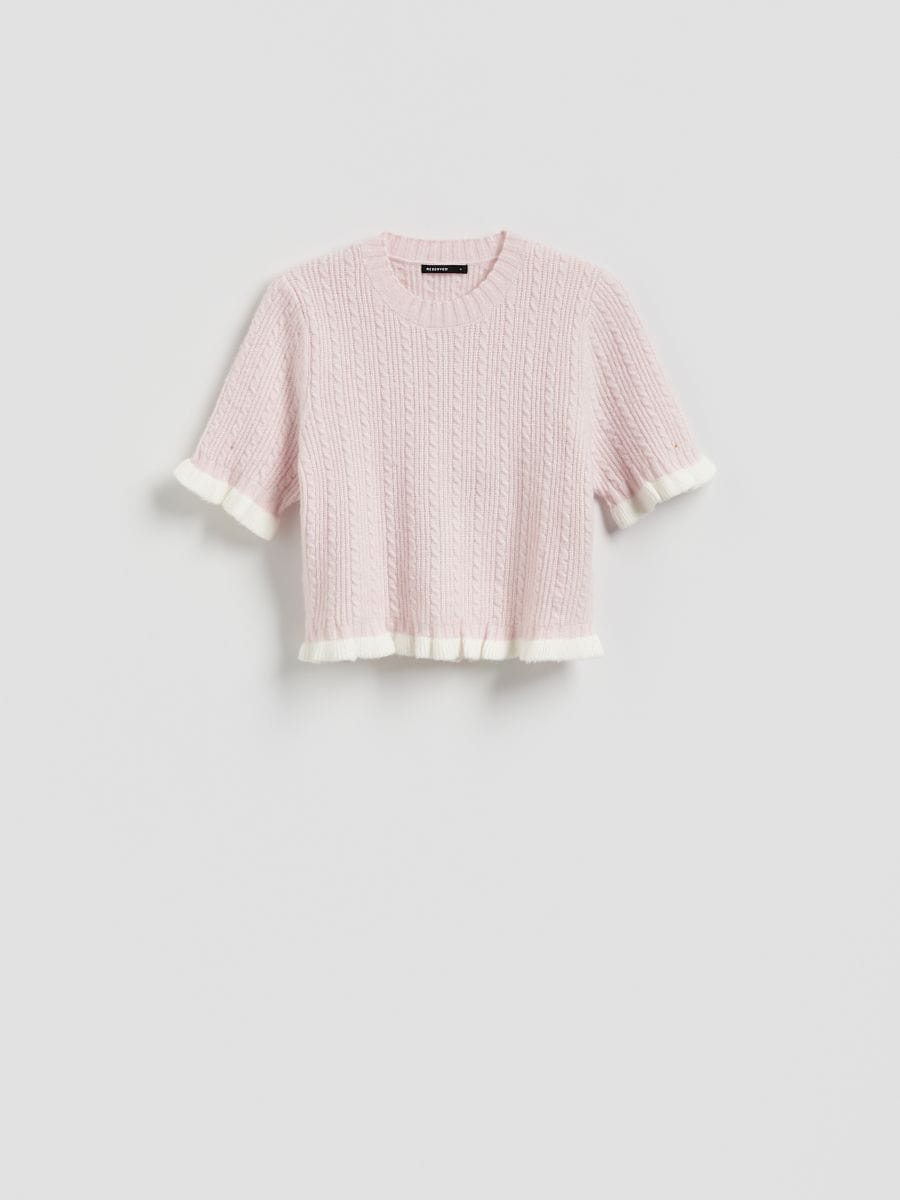 Džemper s uzorkom pletenica - roze - RESERVED