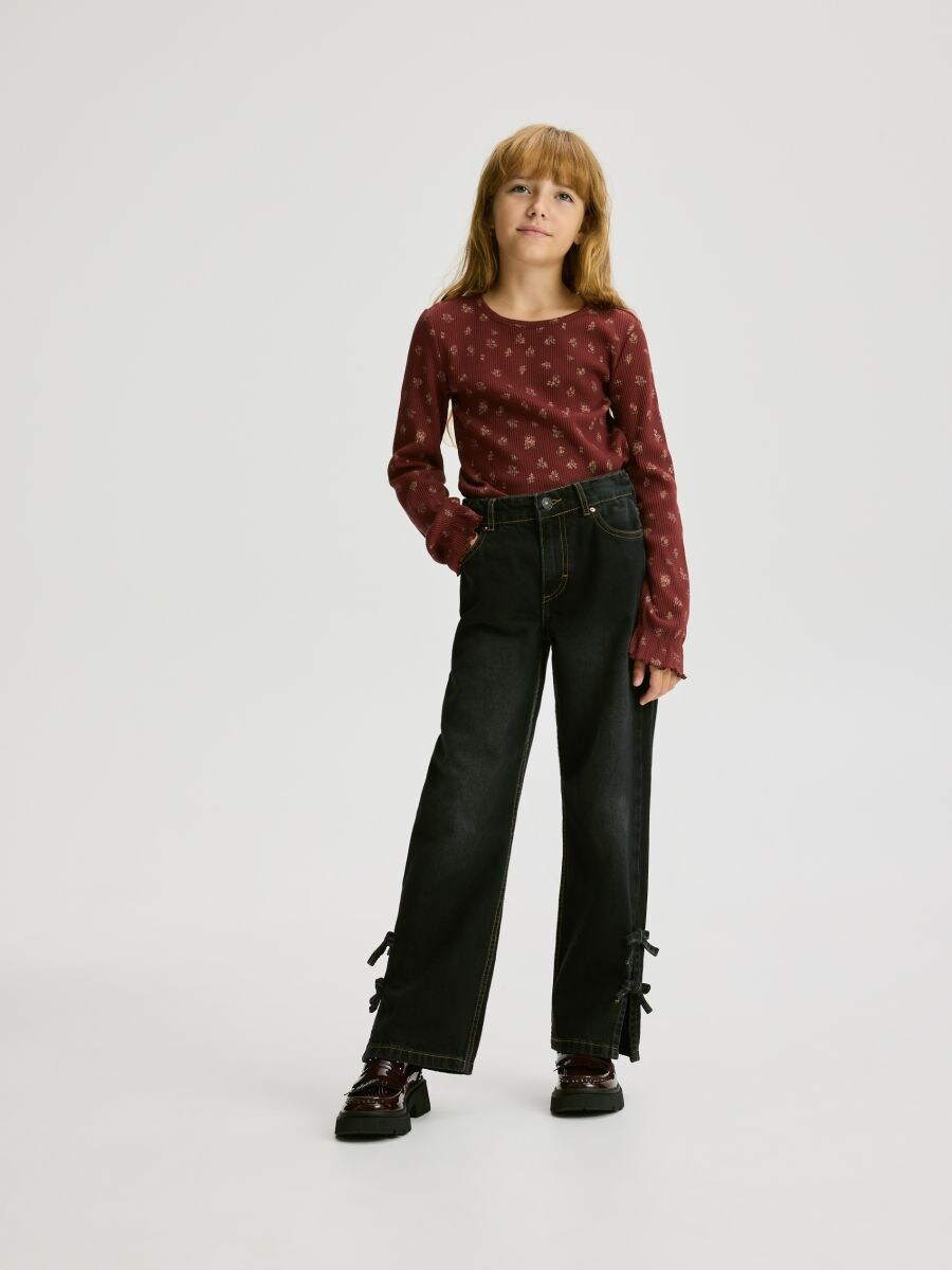 Gerade Jeans mit Schleifen - schwarz - RESERVED