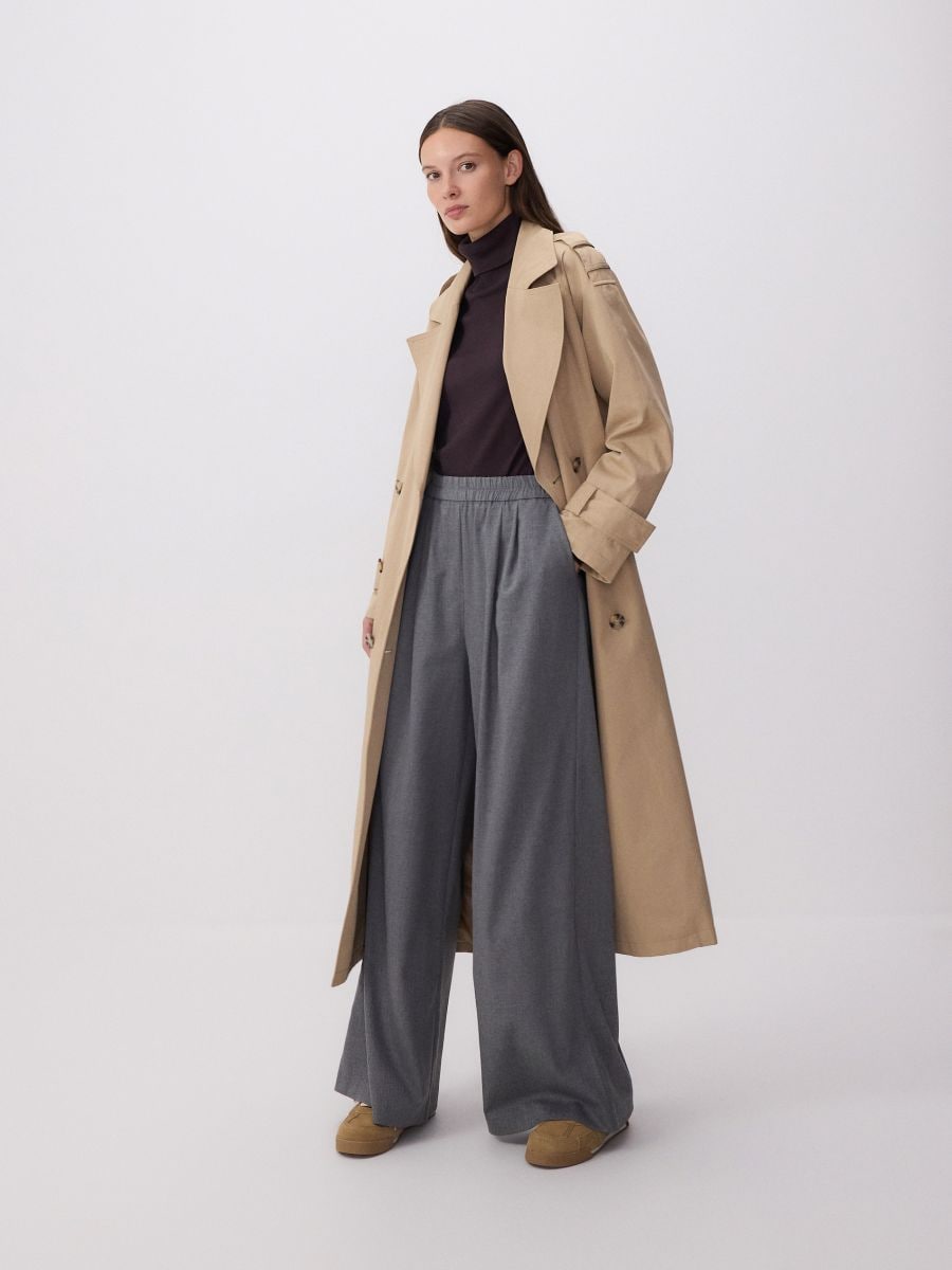 Wide leg trousers - dark grey - RESERVED