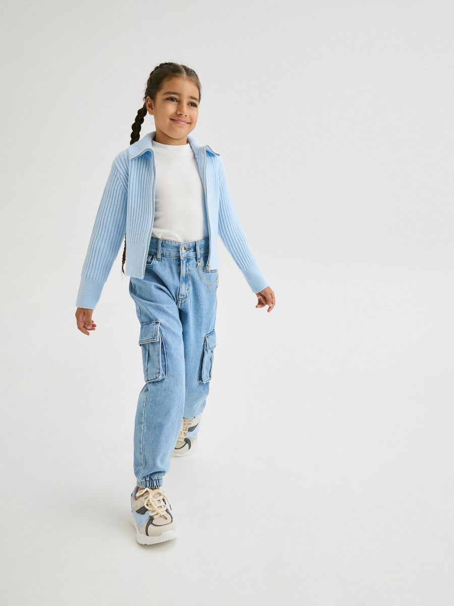 Rib knit jumper with snap fastening - pale blue - RESERVED - 3
