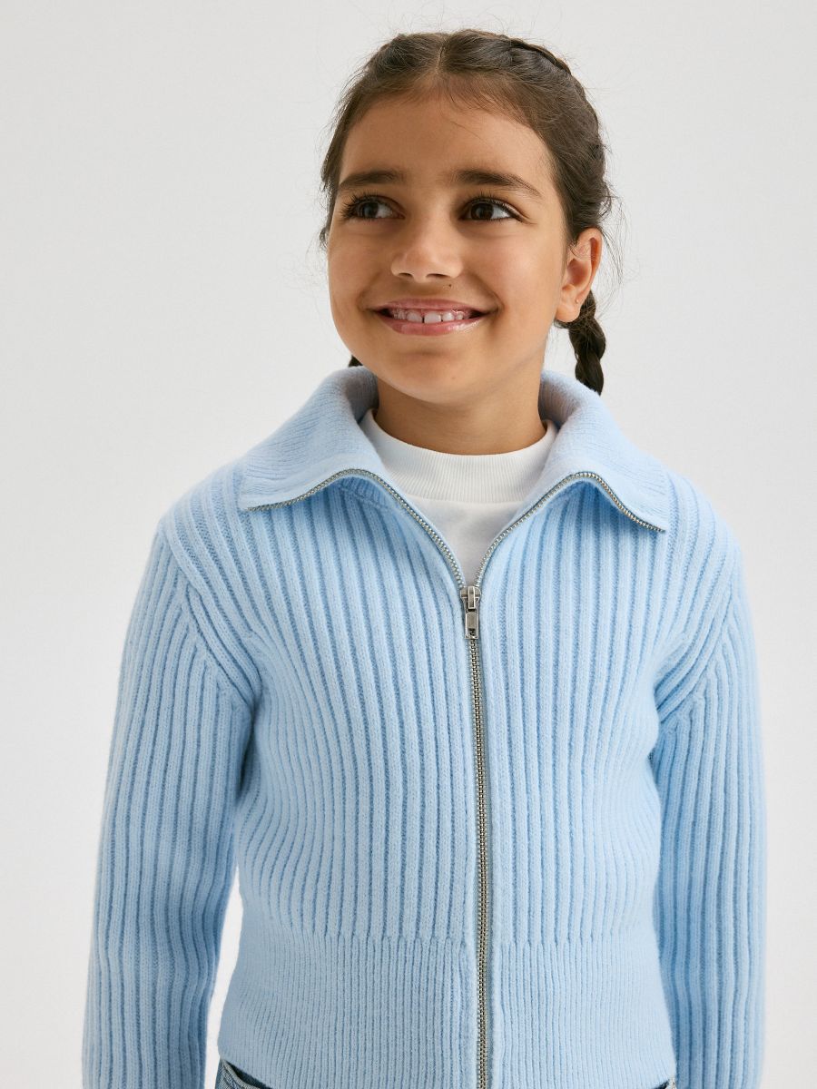 Rib knit jumper with snap fastening - pale blue - RESERVED - 2
