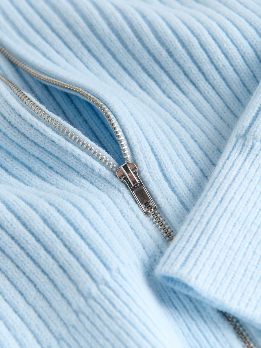Rib knit jumper with snap fastening - pale blue - RESERVED - 4