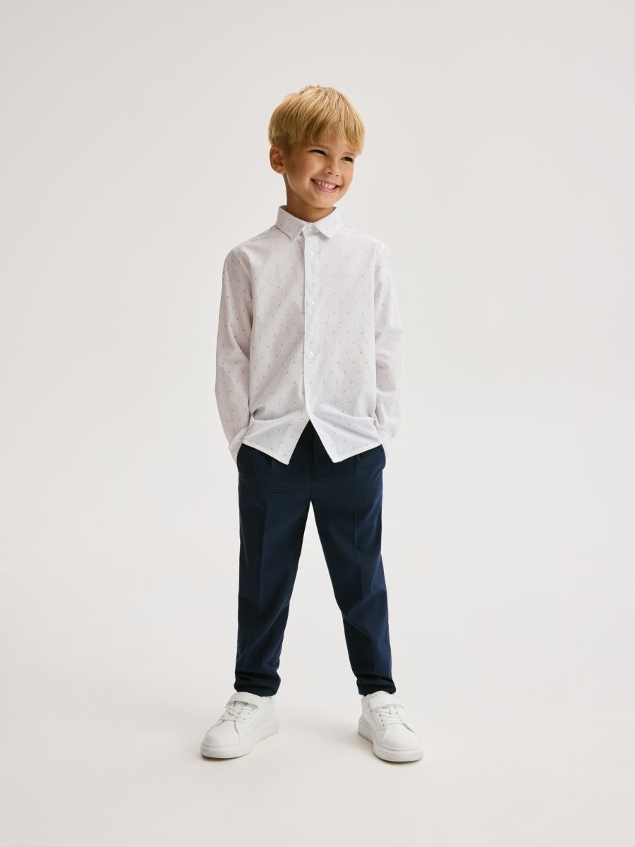 Smart trousers with viscose blend - navy - RESERVED