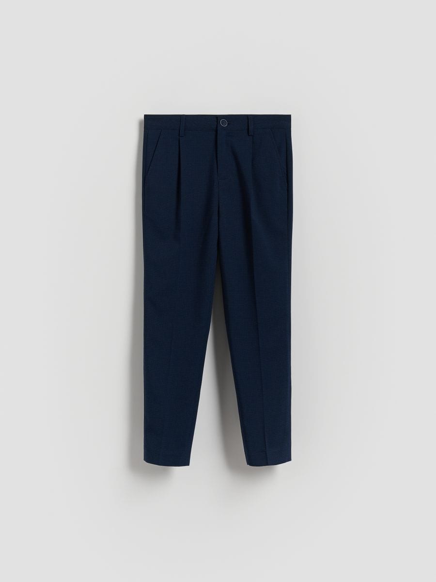 Smart trousers with viscose blend - navy - RESERVED