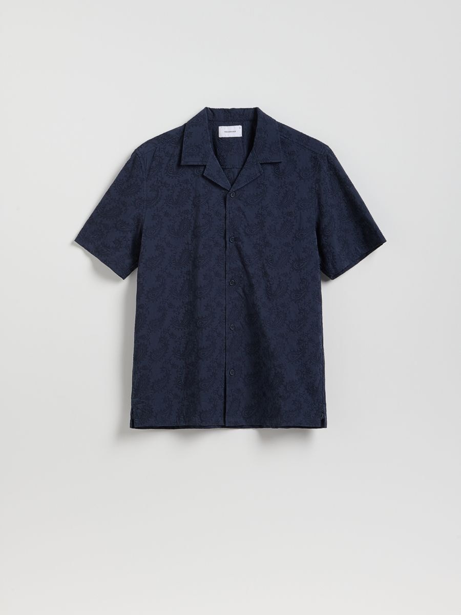 Baumwollhemd mit Regular-Fit - marineblau  - RESERVED
