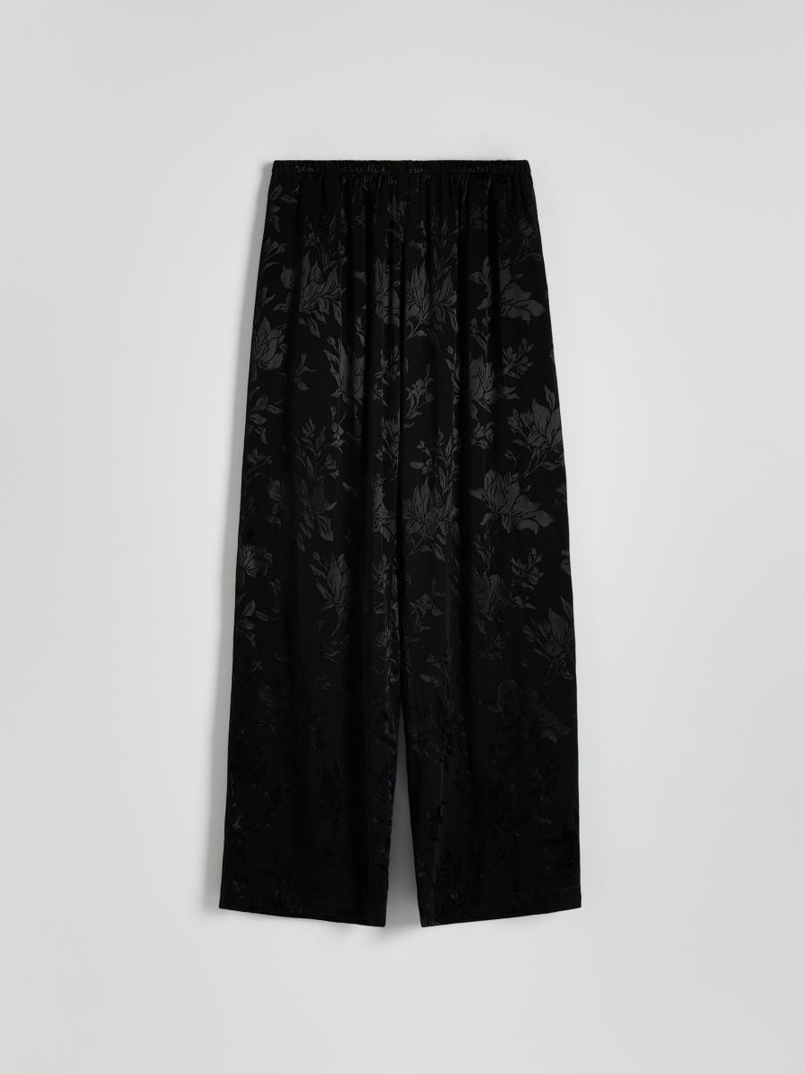 Patterned viscose trousers - black - RESERVED - 4