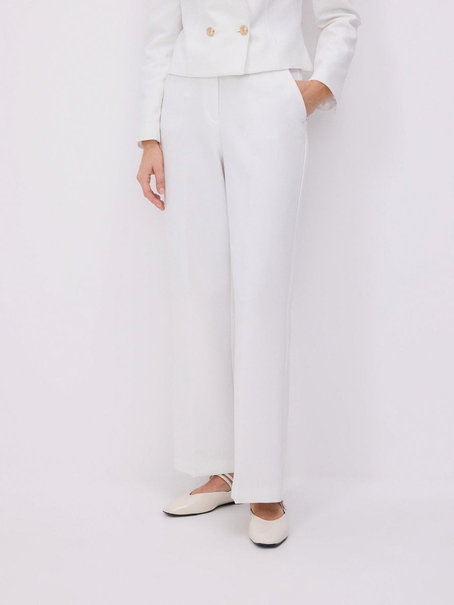 Wide leg trousers with decorative buttons - cream - RESERVED - 2