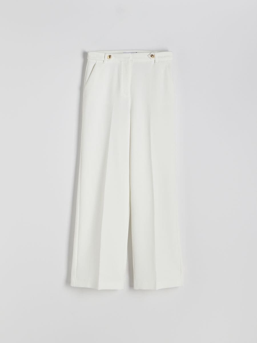 Wide leg trousers with decorative buttons - cream - RESERVED - 6