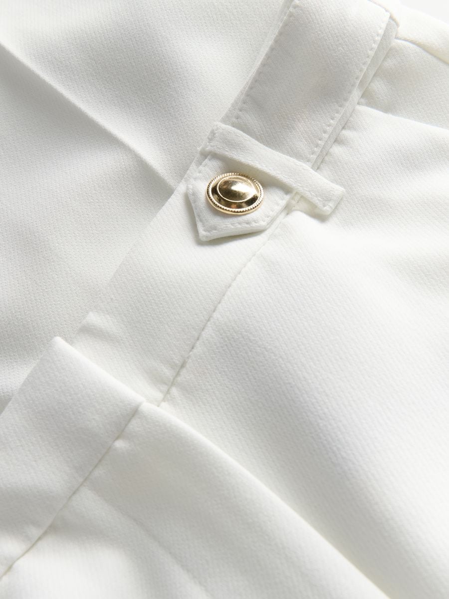 Wide leg trousers with decorative buttons - cream - RESERVED - 5