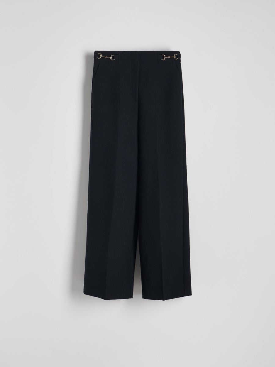 Wide trousers with crease - black - RESERVED