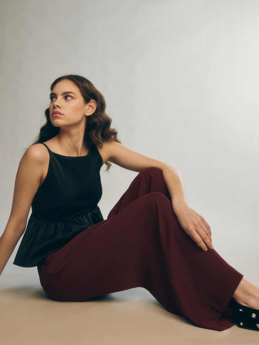Trousers with pleats - burgundy - RESERVED - 3