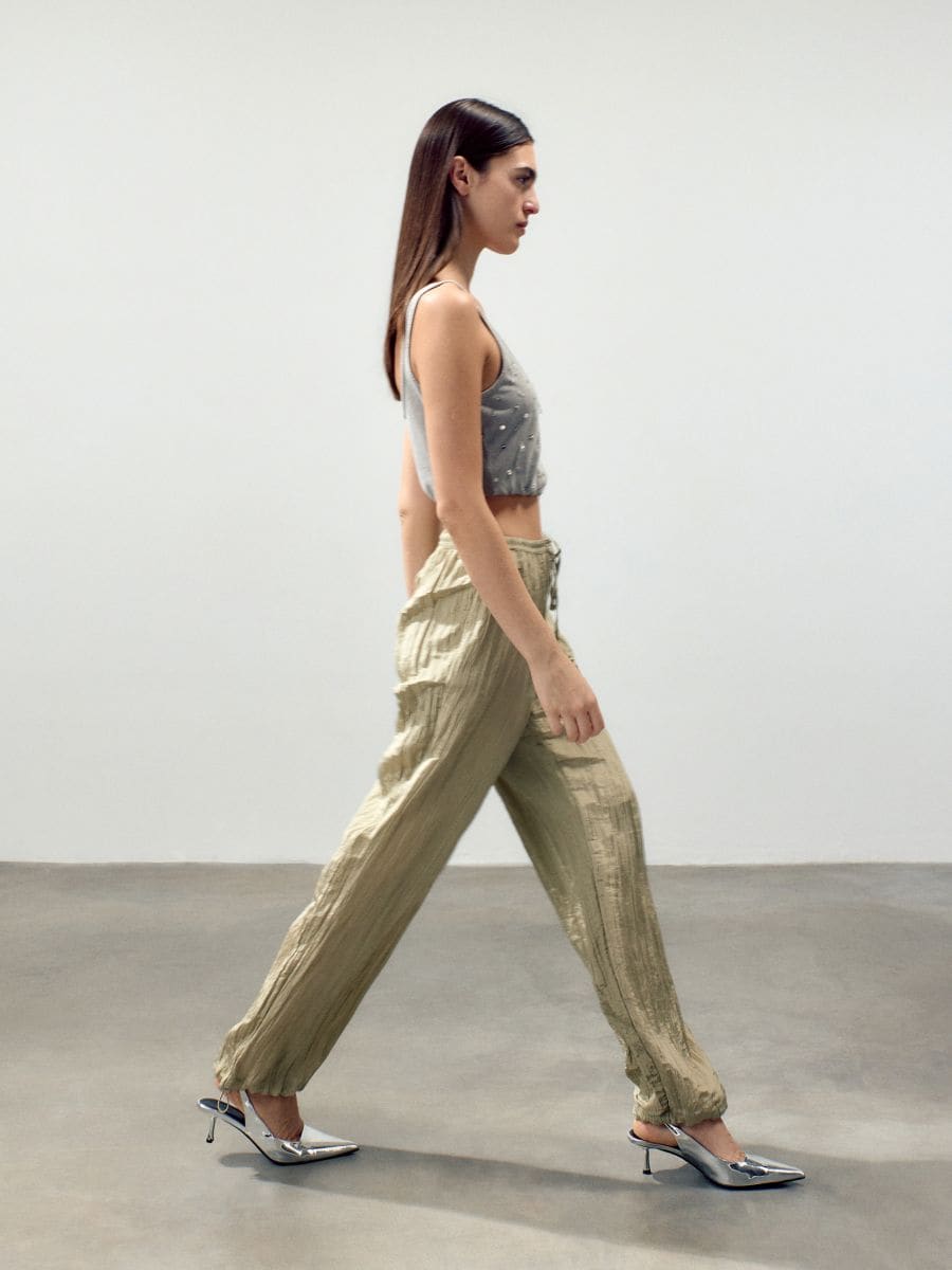 Crease effect trousers - beige - RESERVED - 2